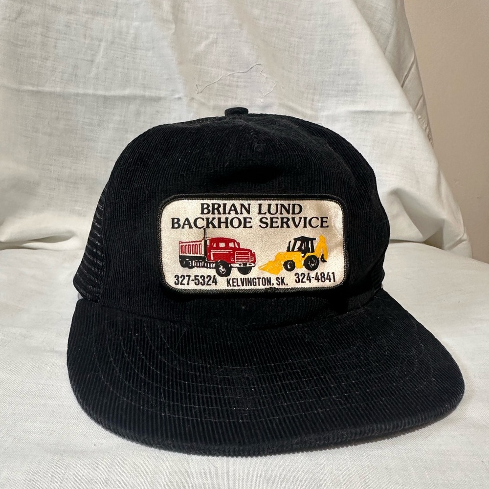 Vintage Backhoe Services Black Cord Trucker Hat